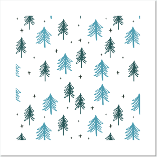 Minimal Christmas Tree Pattern Posters and Art